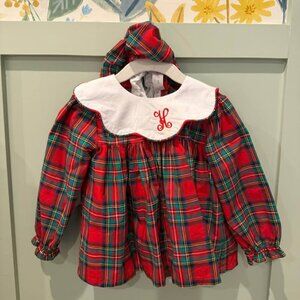 Cecil & Lou 3T Red Tartan Christmas Dress w/matching hat – Monogram H